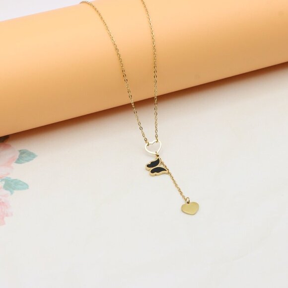 "Yellow Heart Pendant Necklace with Dangle Charm – Chic & Stylish Look, XPNL0365 - Picture 9 of 14